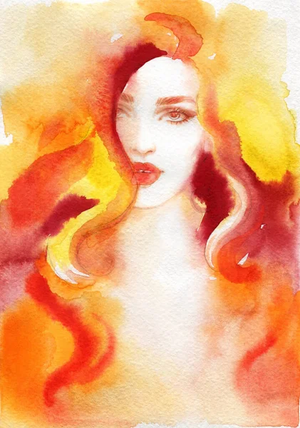 Belle Femme Illustration Mode Aquarelle Peinture — Photo