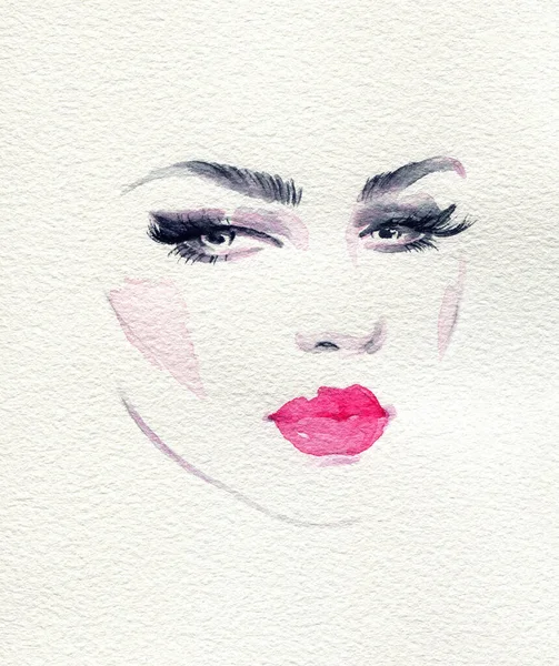 Belle Femme Illustration Mode Aquarelle Peinture — Photo