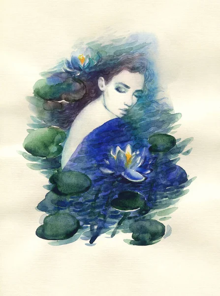 Mooie Vrouw Mode Illustratie Aquarelverf — Stockfoto