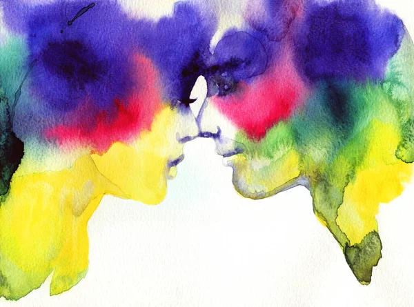 Man Woman Love Watercolor Illustration — Stock Photo, Image