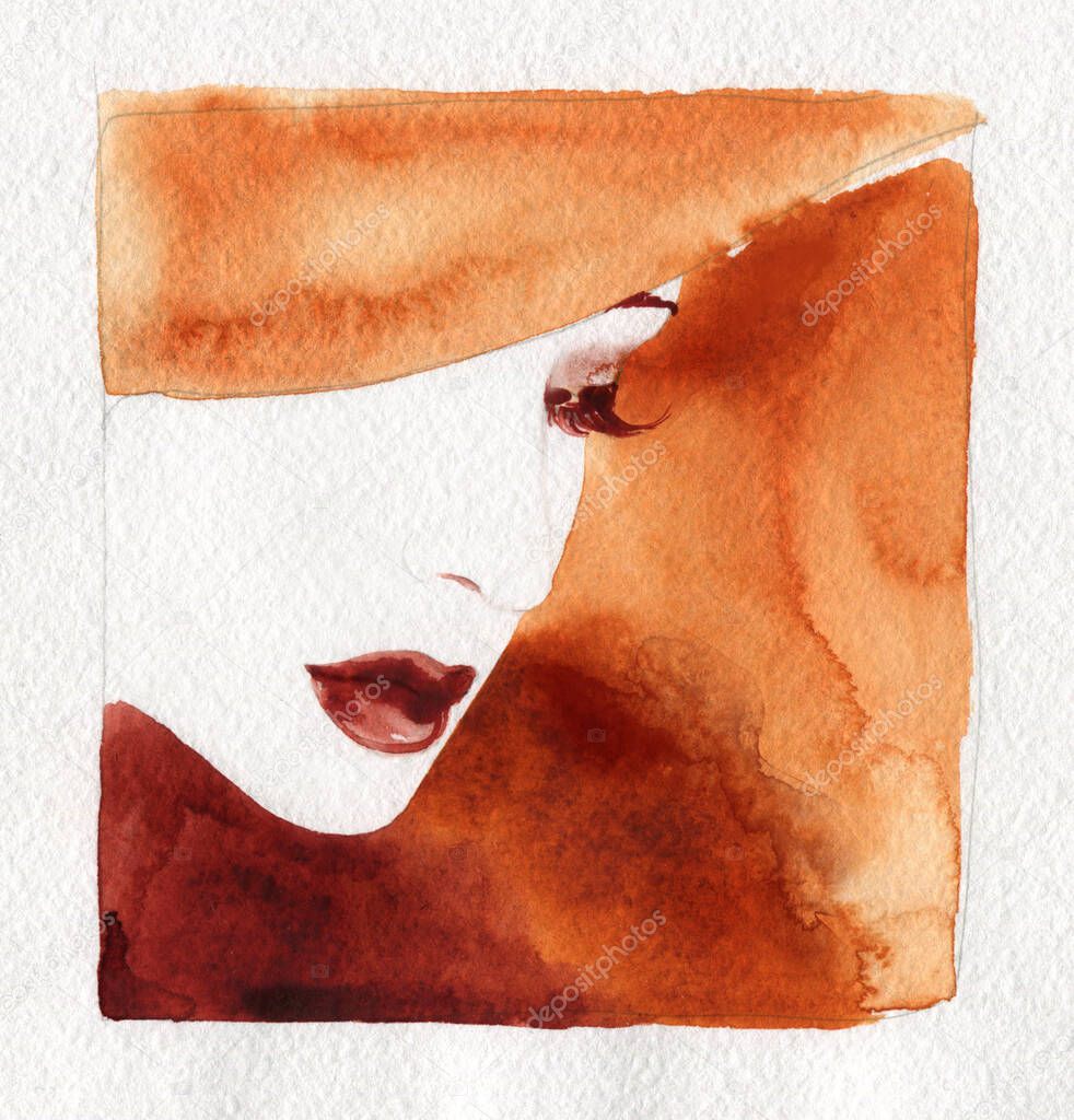 beautiful woman. fashion illustration. watercolor painting