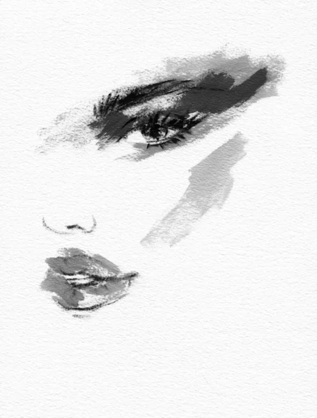 Belle Femme Illustration Mode Aquarelle Peinture — Photo