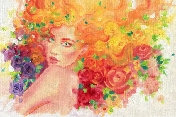 Hermosa Mujer Ilustración Moda Acuarela Pintura — Foto de Stock