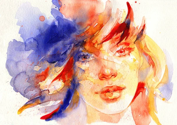 Beautiful Woman Fashion Illustration Watercolor Painting — Stock Photo, Image