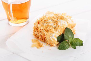 Napoleon Cake Cream Layer Crumbs Dessert Tea Cup