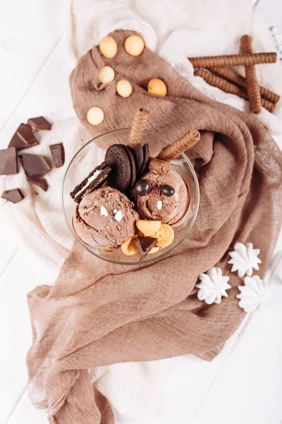 Schokolade braun Eis Plätzchen Dessert flach lag — Stockfoto