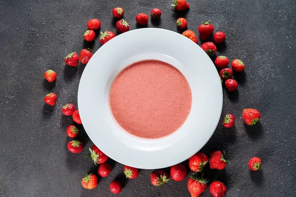 Strawberry Gazpacho Delicious Sweet Dish Top View