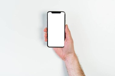 El Basılı Boş Telefon Ekranı Beyaz Kırpma Yolu