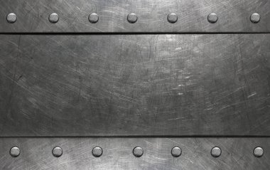 Perçin çivileri, çelik arka plan ile eski metal doku