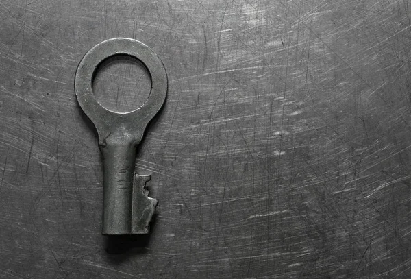 Close Metal Key Steel Background — Stock Photo, Image