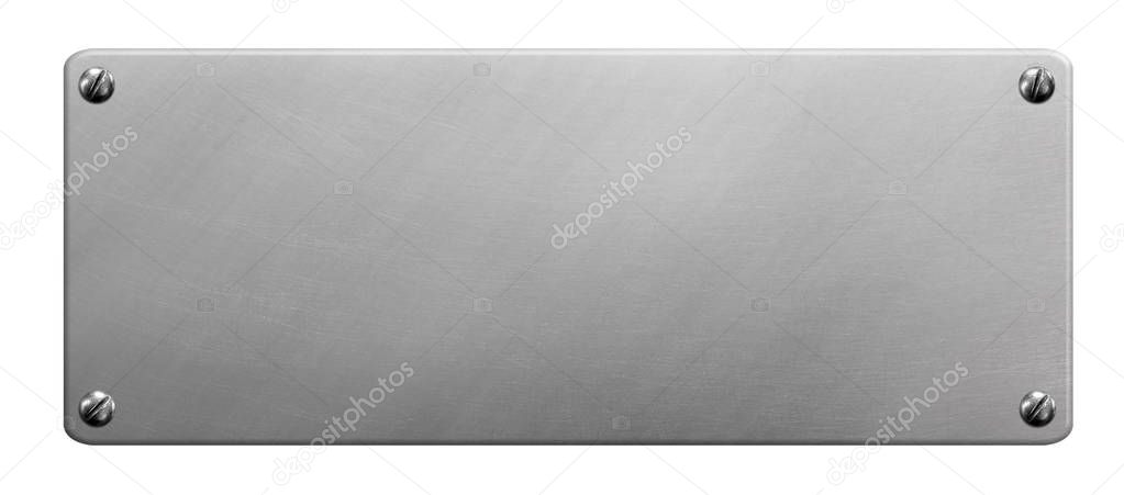 metal signboard on white background