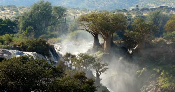 Quedas de Epupa no rio Kunene, na Namíbia — Vídeo de Stock