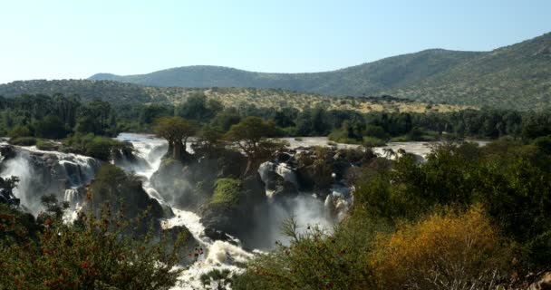 Nascer Sol Cachoeira Epupa Falls Rio Kunene Norte Namíbia Sul — Vídeo de Stock