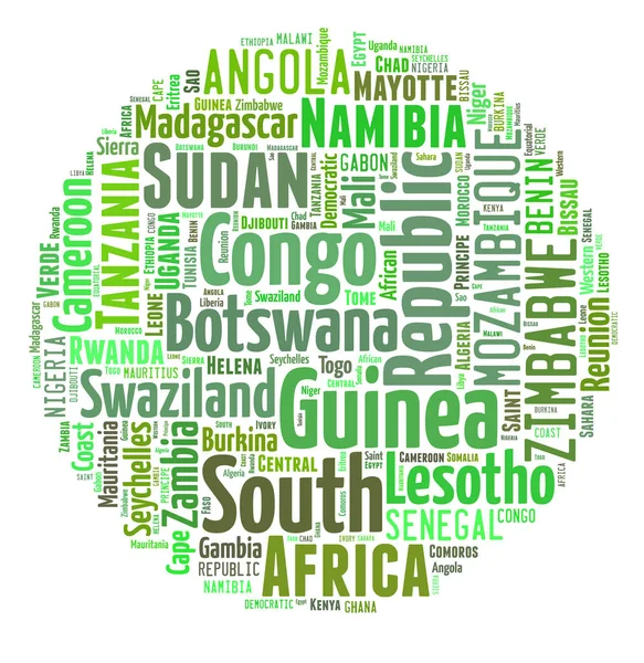 Bosquejo África Nombres País Texto Países Africanos Palabras Nube — Foto de Stock
