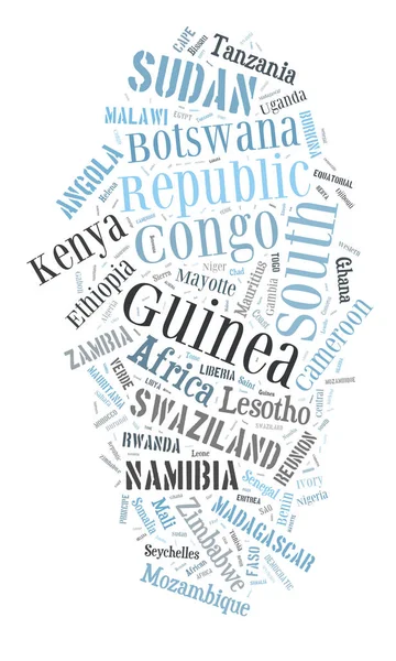 Sketch from Africa country names text, African countries in words cloud