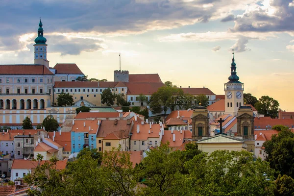 Mikulov Város Vár Nézd Sebastiano Kápolna Svätý Kopecek Mikulov South — Stock Fotó