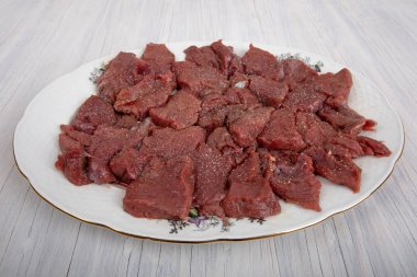 Kızıl geyik, biftek, tuzlu ve biber taze oyun et fileto