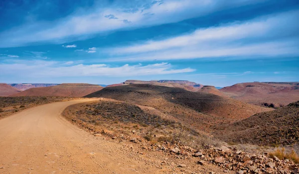 Sterminata Strada Sabbia Vuota Nel Fantastico Paesaggio Desertico Della Namibia — Foto Stock