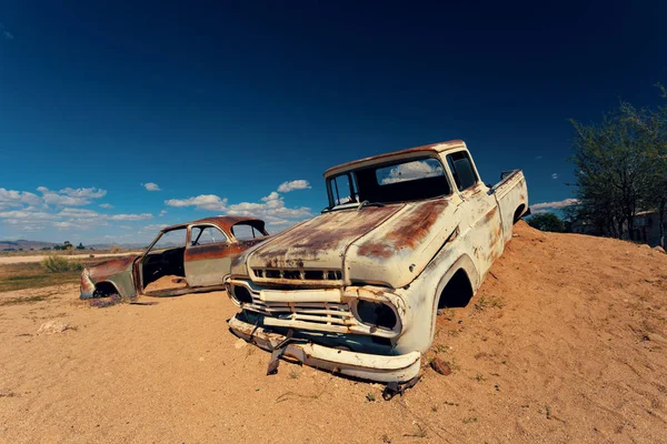 Abandoned Cars Solitaire Small Settlement Khomas Region Central Namibia Namib — Stock Photo, Image