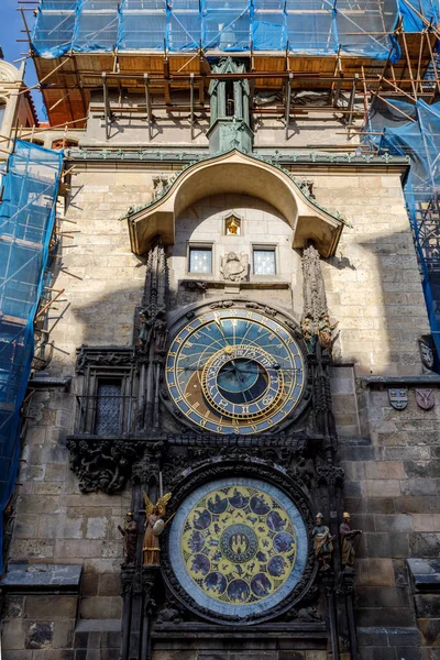 Riparare Orologio Astronomico Praga Praga Orloj Orologio Astronomico Medievale Repubblica — Foto Stock