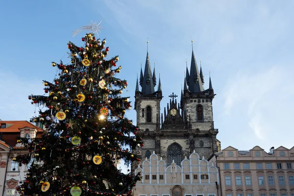 Christmas tree on Old Town Square in Prague, December, first advent week 2017