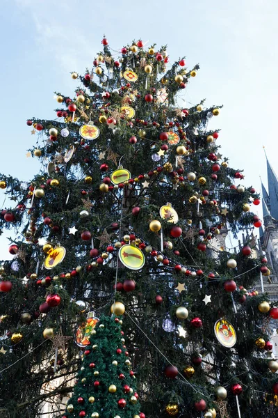 Christmas Tree Old Town Square Prague December First Advent Week — Stock Photo, Image