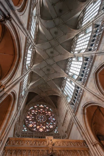 Prag Gotik Mücevherinin Içi Prag Kalesi Ndeki Vitus Katedrali Çek — Stok fotoğraf