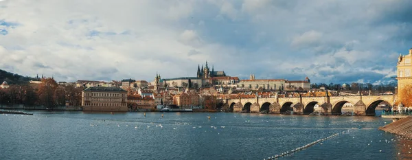 Vue Sur Cathédrale Saint Vitus Château Prague Rivière Vltava Avent — Photo