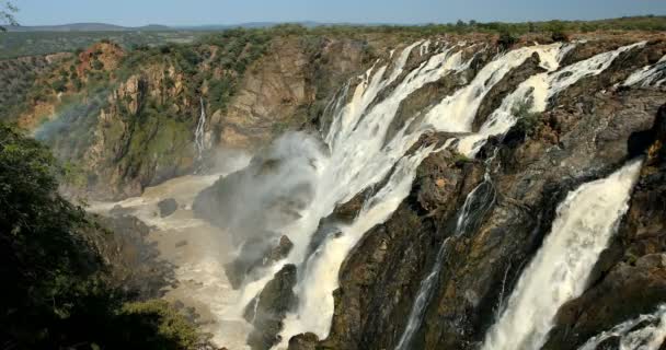 Ruacana-Wasserfälle im Norden Namibias, Afrikas Wildnis — Stockvideo