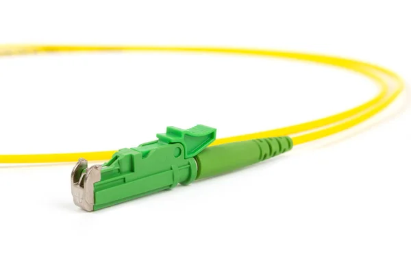 Single Mode Patch Cord Jumper Green Fiber Optic Connector Isolated — Stock Photo, Image