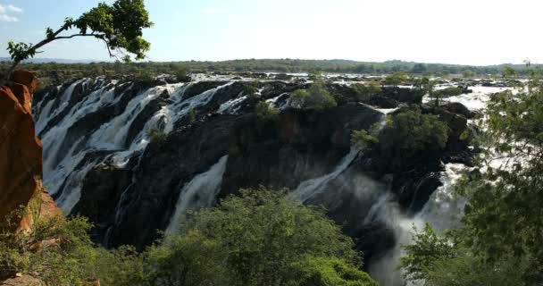 Прекрасний Водоспад Руакана Річці Кунен Північній Намібії Південній Анголі Африка — стокове відео