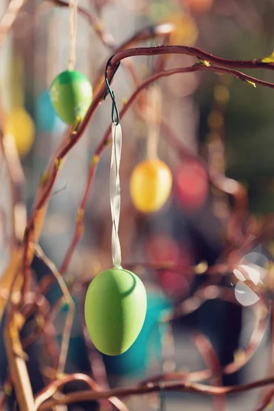 Velikonoční vajíčka strom s bokeh — Stock fotografie