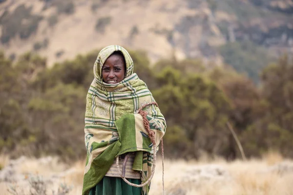 Femme de berger éthiopienne, Montagnes Simien, Ethiopie — Photo