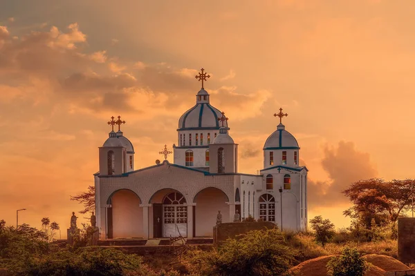 Igreja Cristã Ortodoxa ao pôr-do-sol, Etiópia — Fotografia de Stock