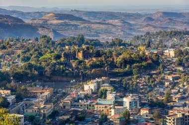 Gondar city with Fasil Ghebbi, Ethiopia clipart