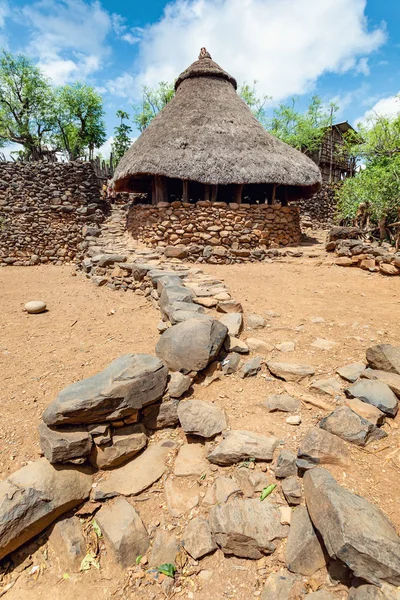 Vila da tribo Konso em Karat Konso, Etiópia — Fotografia de Stock