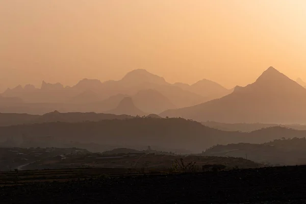 Soluppgång landskap Simien berg Etiopien — Stockfoto