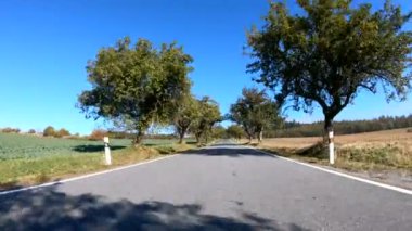 Kırsal alanda sonbahar araba sürüşü