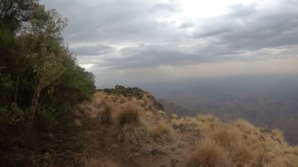 Spacerując w Simien Mountain, Etiopia pustynia, Afryka — Wideo stockowe