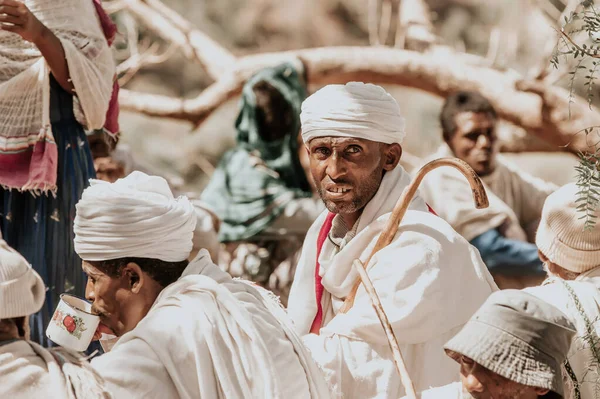 Cristãos ortodoxos crentes etíopes, Lalibela Etiópia — Fotografia de Stock