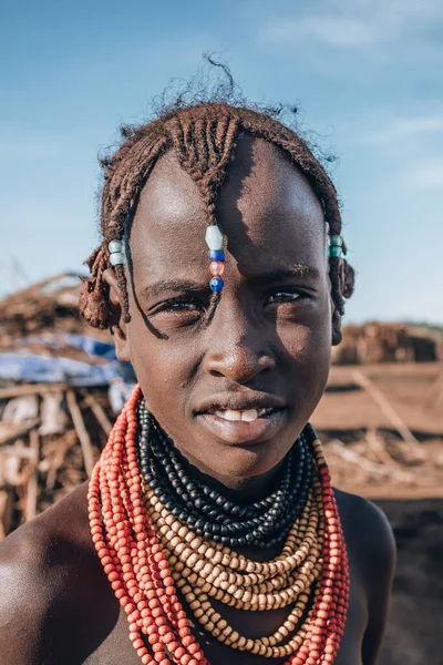 Omorate Omo Valley Ethiopia May 2019 Portrait Teenager African Tribe — Stock Photo, Image