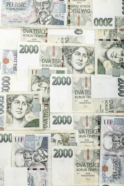 Чешские Банкноты Тысячами Крон Пандемический Финансовый Кризис Перезапуск Концепции Экономики — стоковое фото