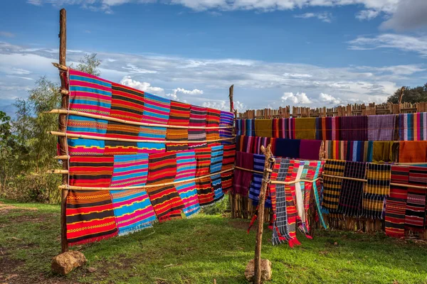 Traditioneel Ethiopisch Textiel Handgemaakte Kleurrijke Sjaal Markt Nabij Dorze Village — Stockfoto
