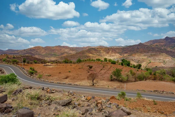 Strada Tortuosa Semien Parco Nazionale Delle Montagne Simien Paesaggio Nel — Foto Stock