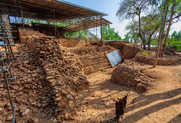 Yehas Tempel Grat Beal Gebri Förstört Komplex Yeha Med Kyrkogård — Stockfoto