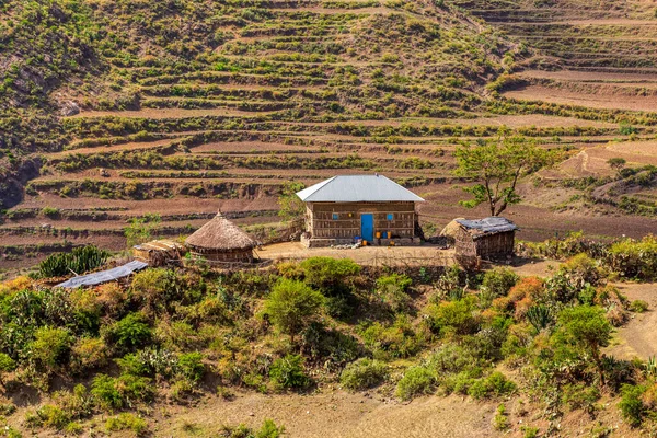 Beautiful Highland Landscape Tigray Region Road City Mekele Countryside Terraced — Stock Photo, Image