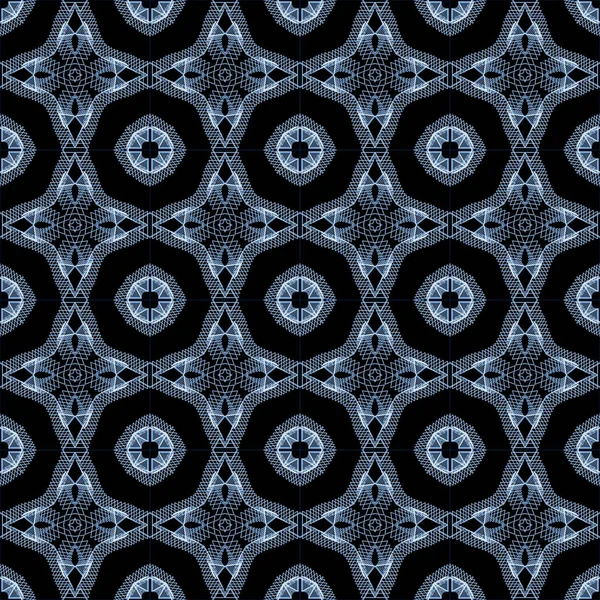 Noir Bleu Ornemental Ethnique Motif Textile Fond — Photo