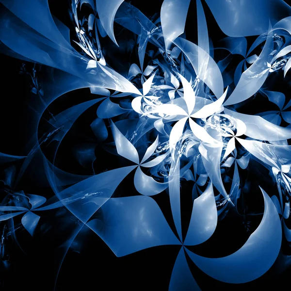 Blue Abstract Petals Flowers Dynamic Futuristic Background — Stock Photo, Image