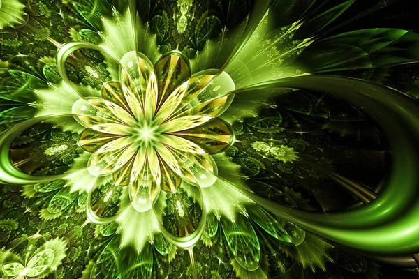 Abstrato Fantasia Verde Papel Parede Floral — Fotografia de Stock
