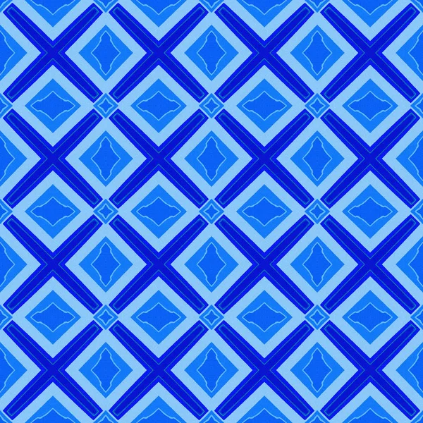 Abstract Painted Seamless Blue Ornamental Pattern Background — Stock Photo, Image